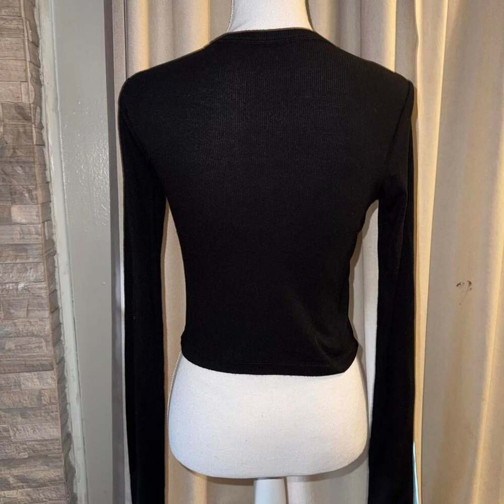 COTTON CITIZEN Black Long Sleeve Fitted Top Size M - Picture 2 of 3
